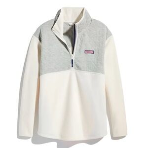 Vineyard Vines Women’s Quilted Zip-Up Sweater in Gray and Cream